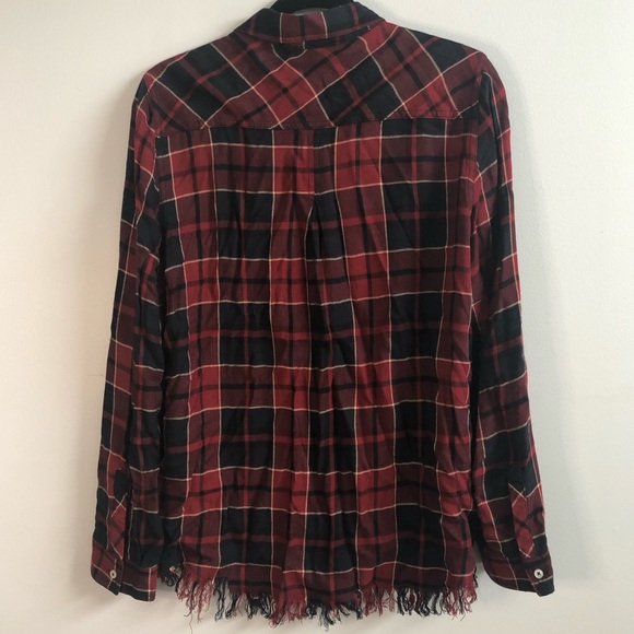 Nanette Lepore Plaid Frayed Buttondown - Picture 8 of 9